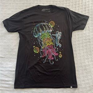 Into the AM T-shirt, size large, color black with neon jellyfish design.